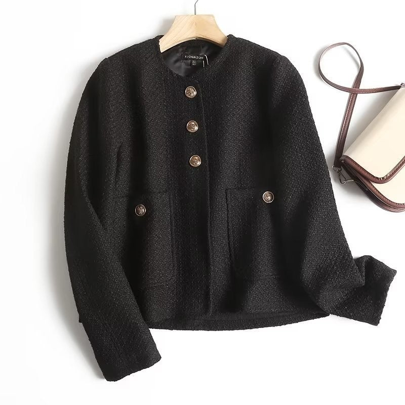 Golden button small fragrant short jacket for women