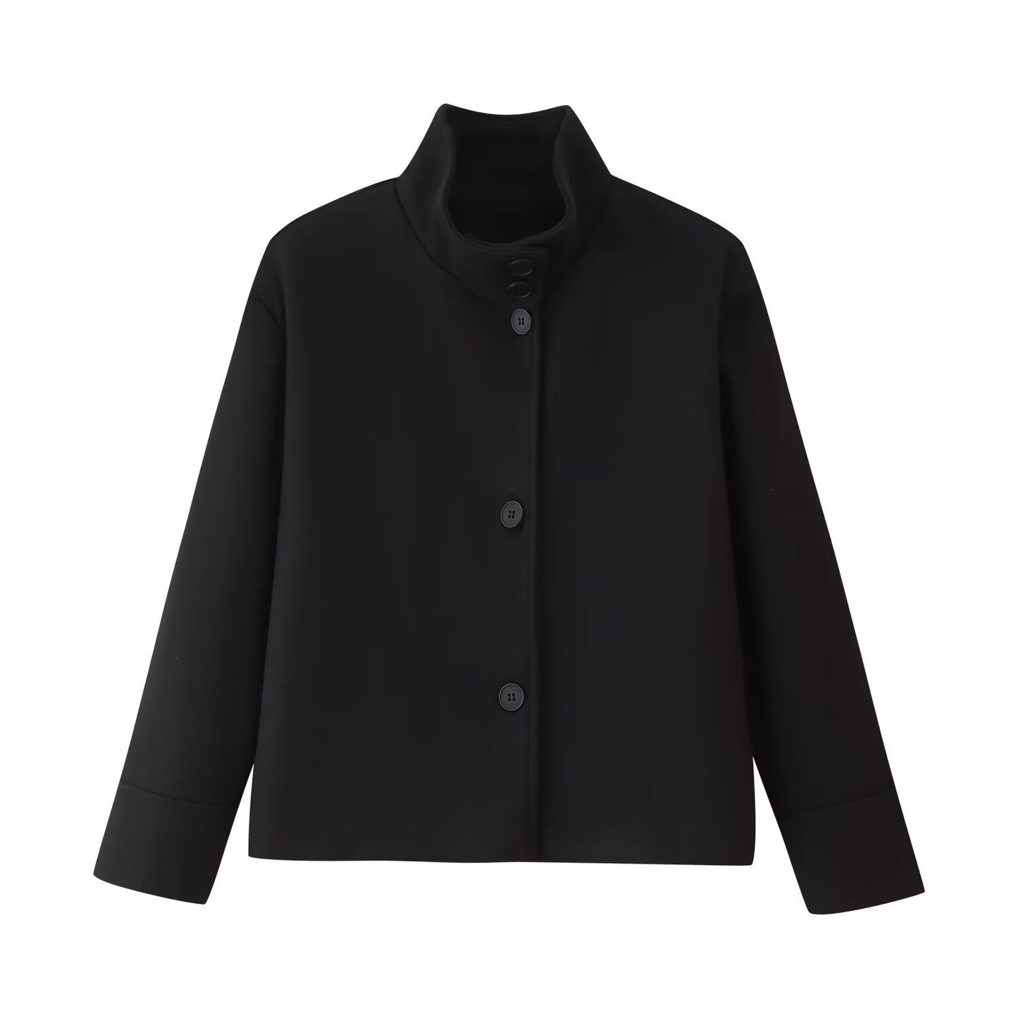 Versatile semi high neck single breasted tricolor jacket for women