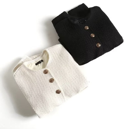 Golden button small fragrant short jacket for women