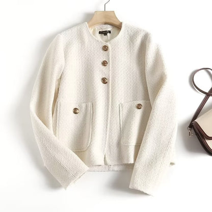 Golden button small fragrant short jacket for women