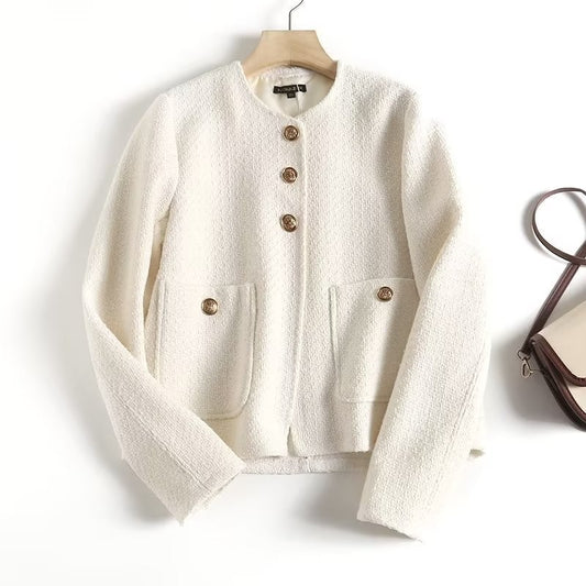 Golden button small fragrant short jacket for women